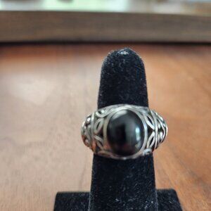 Sterling Silver Exquisite Ring with Black Stone